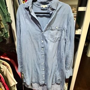 Z Supply Blue Long Sleeve Shirt Dress